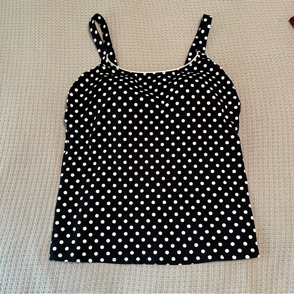 Lands' End Black and White Polka Dot Tankini Top